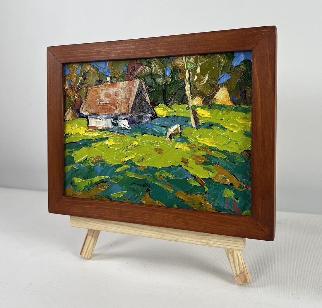 Oil painting Forest path to the sunny hut Alex Kalenyuk - 2