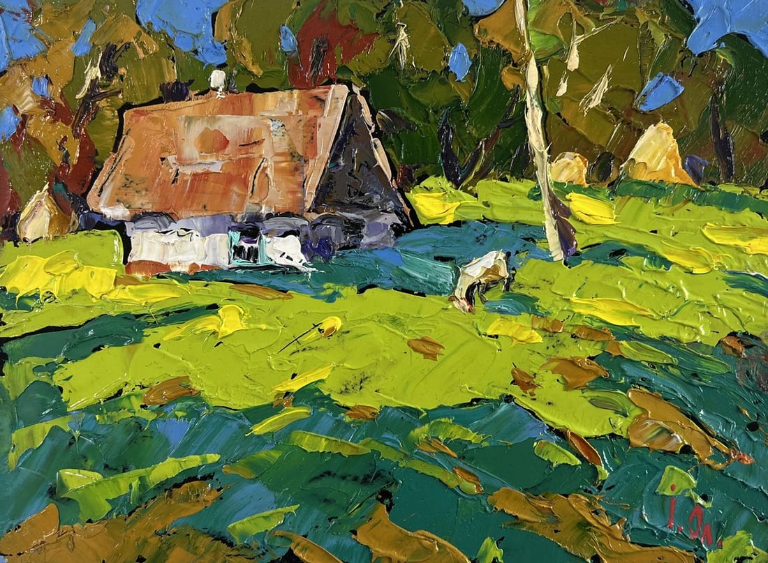 Oil painting Forest path to the sunny hut Alex Kalenyuk - 3