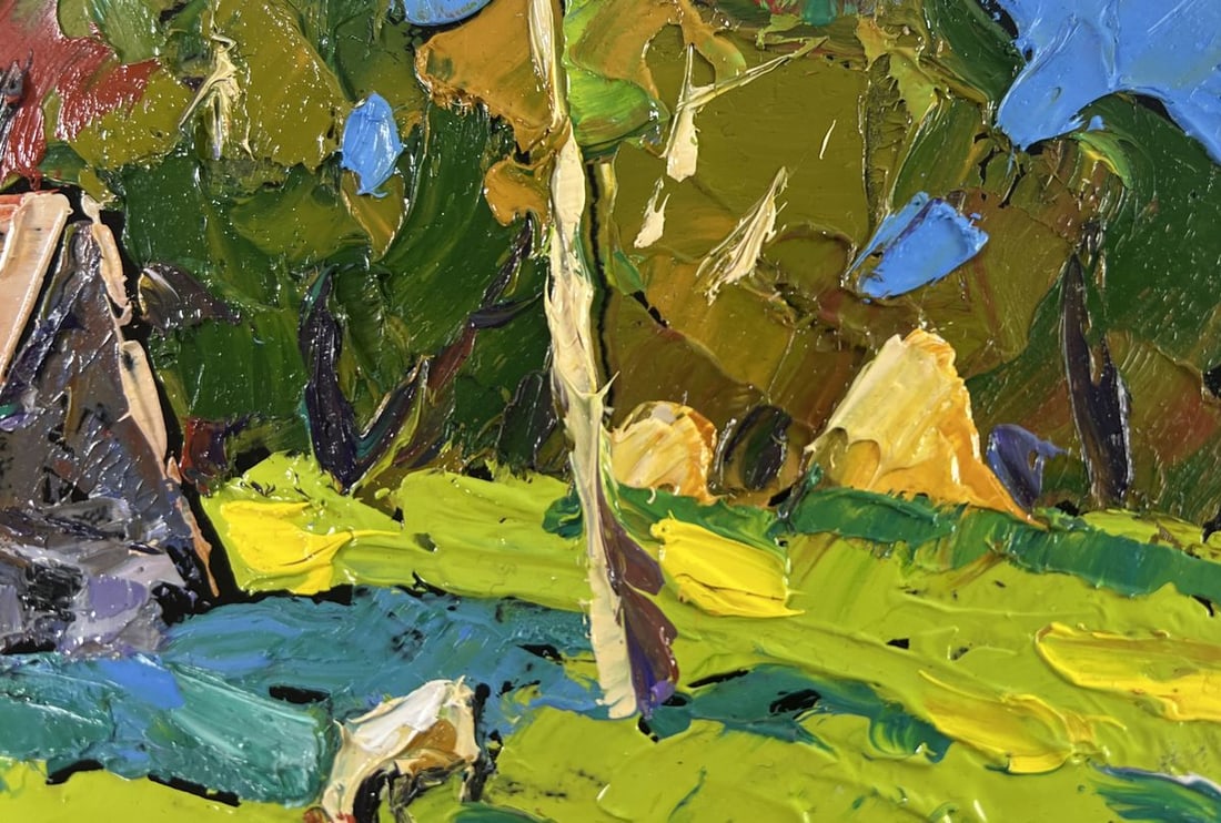 Oil painting Forest path to the sunny hut Alex Kalenyuk - 4