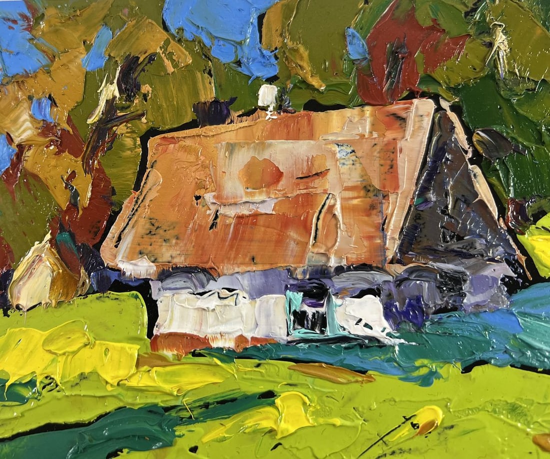 Oil painting Forest path to the sunny hut Alex Kalenyuk - 7