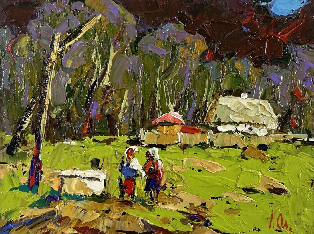Oil painting Neighbors in the summer garden Alex Kalenyuk - 3