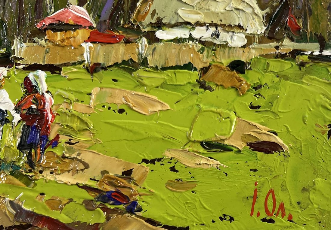 Oil painting Neighbors in the summer garden Alex Kalenyuk - 5