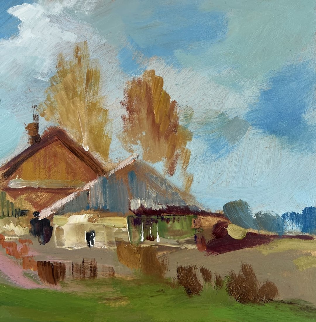 Oil painting Village boat ferry Yuriy Suprunchuk - 4