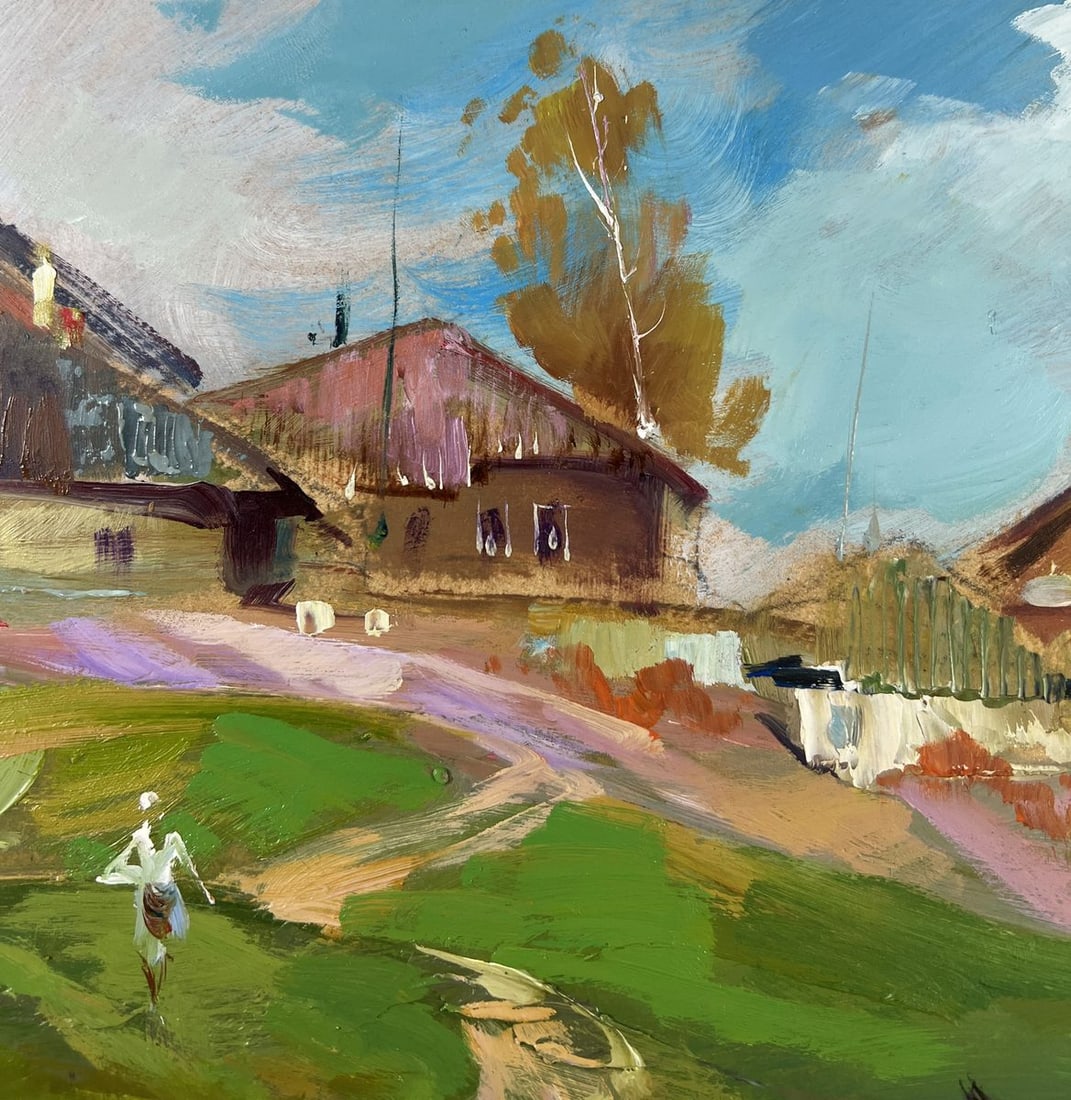 Oil painting Village boat ferry Yuriy Suprunchuk - 5