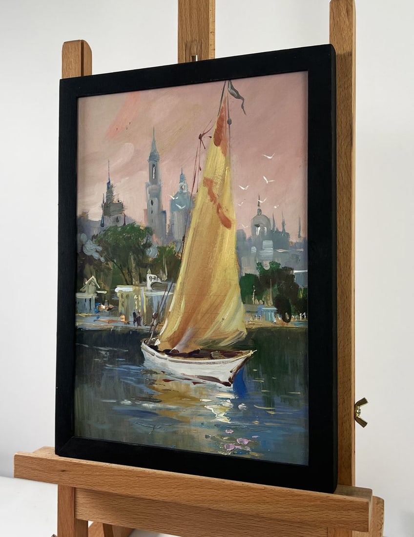 Oil painting The city is silent the boat is sailing Yuriy Suprunchuk - 2