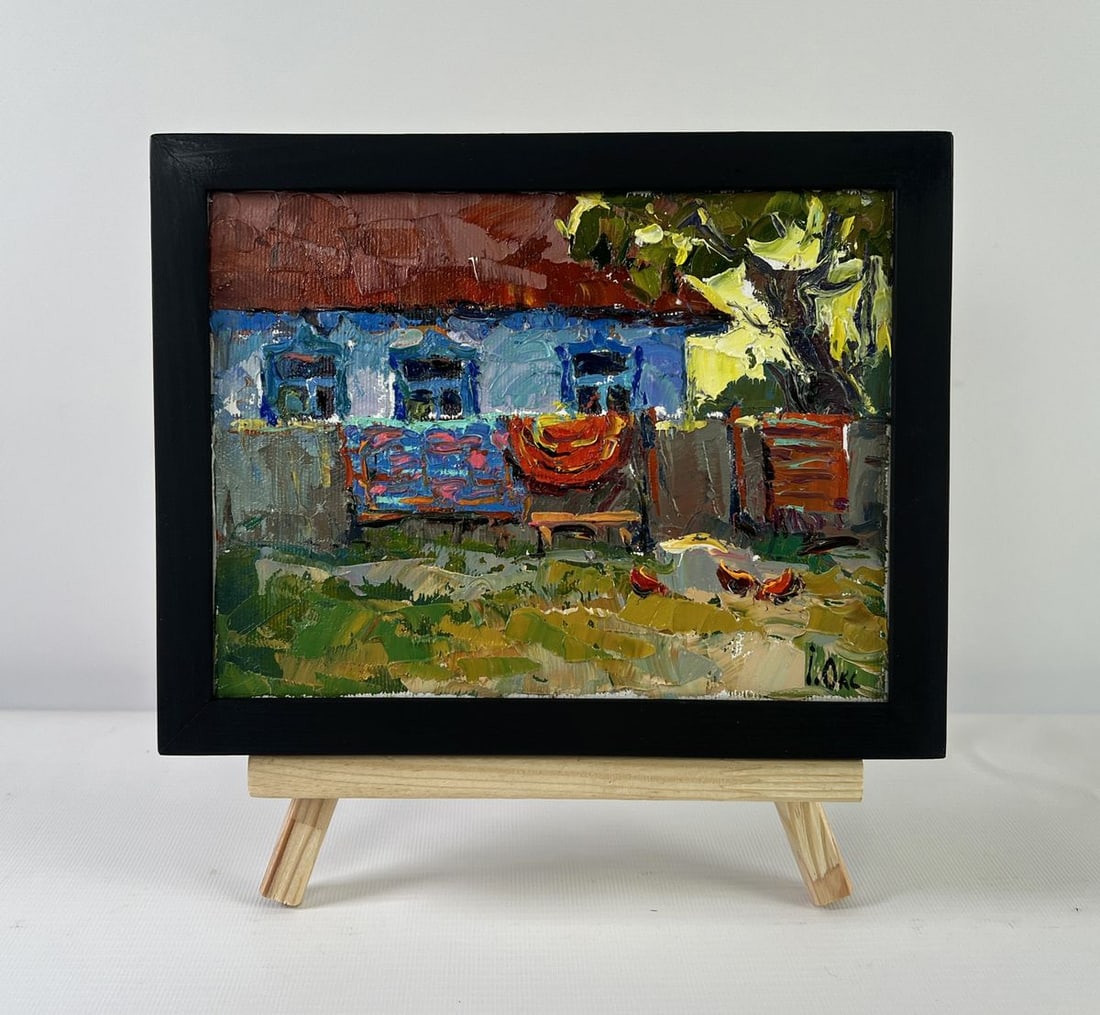 Oil painting Evening has come Oksana Kalenyuk: Title: Oil painting Evening has come Oksana Kalenyuk Description: NoAAA5190The oil painting on Canvas titled "Evening has come" is a radiant and expressive depiction of rural life captured in its