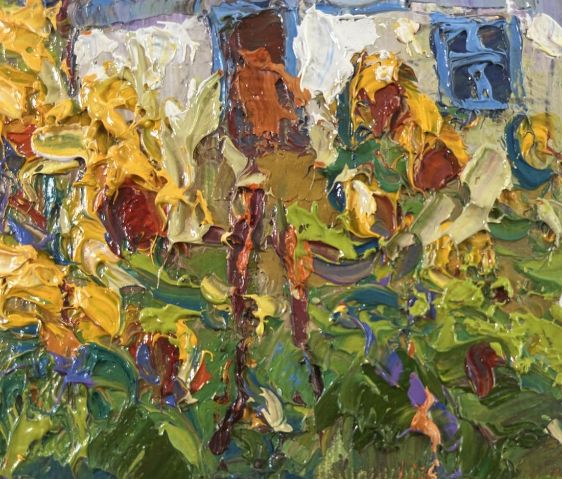 Oil painting House and Sunflowers Oksana Kalenyuk - 5