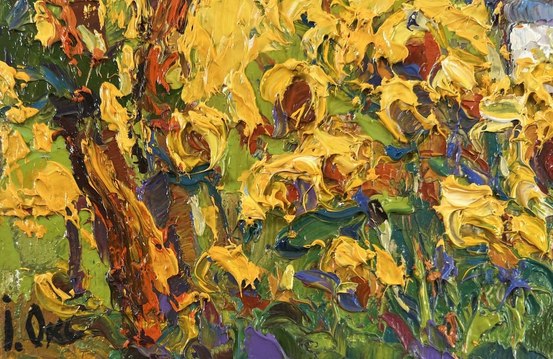 Oil painting House and Sunflowers Oksana Kalenyuk - 6