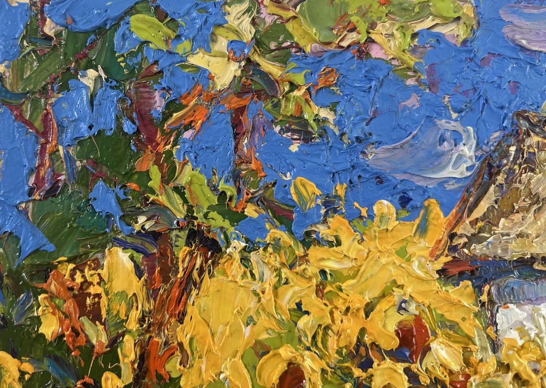 Oil painting House and Sunflowers Oksana Kalenyuk - 7
