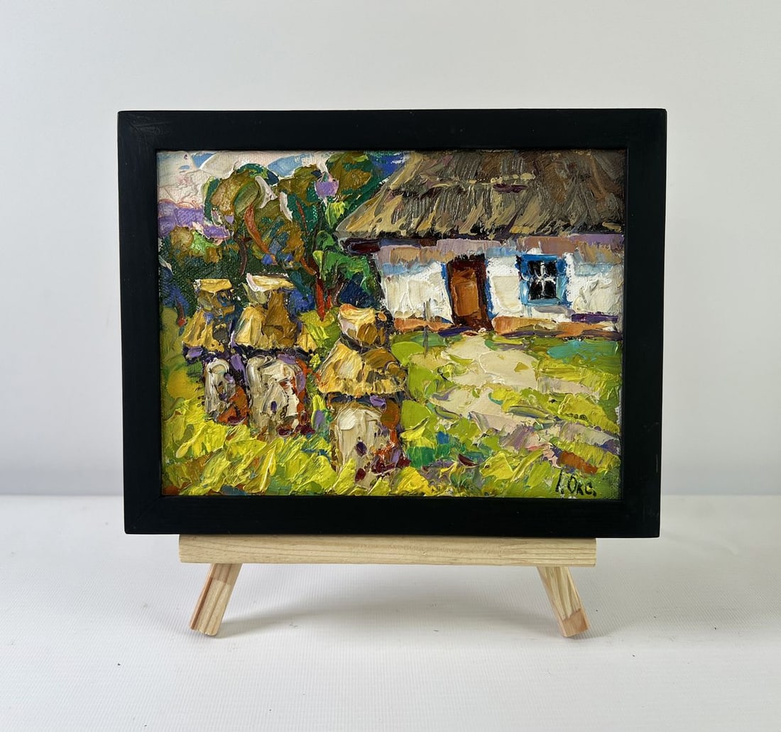 Oil painting Quiet summer morning Oksana Kalenyuk: Title: Oil painting Quiet summer morning Oksana Kalenyuk Description: NoAAA5211The oil painting on Canvas titled "Quiet Summer Morning" radiates a profound sense of calm, warmth, and pastoral harmony.