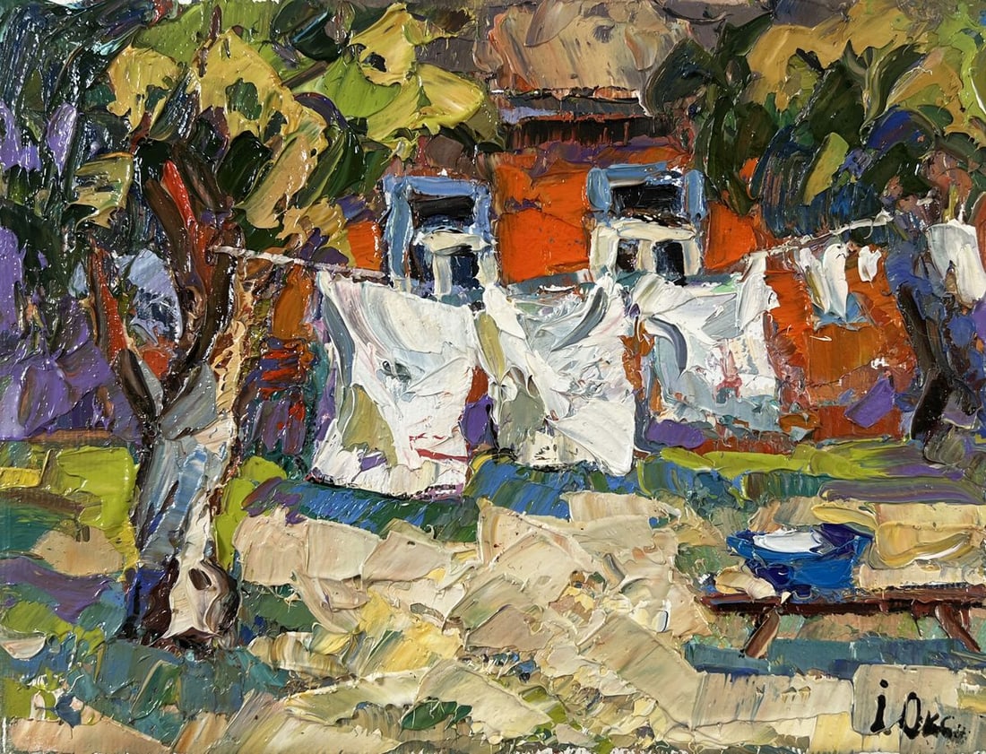Oil painting Clothes are drying Oksana Kalenyuk - 3