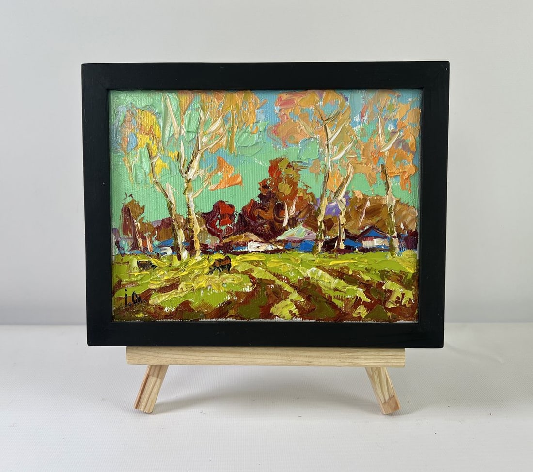 Oil painting Spring fields are turning green Alex Kalenyuk: Title: Oil painting Spring fields are turning green Alex Kalenyuk Description: NoAAA5214The oil painting on Canvas titled "Spring Fields Are Turning Green" immerses the viewer in the radiant awakening