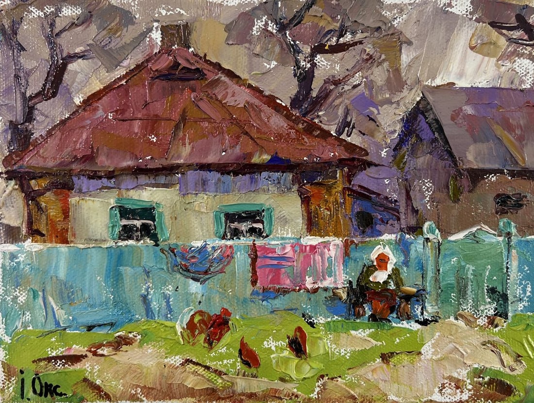 Oil painting Yard in Sunset Light Oksana Kalenyuk - 3