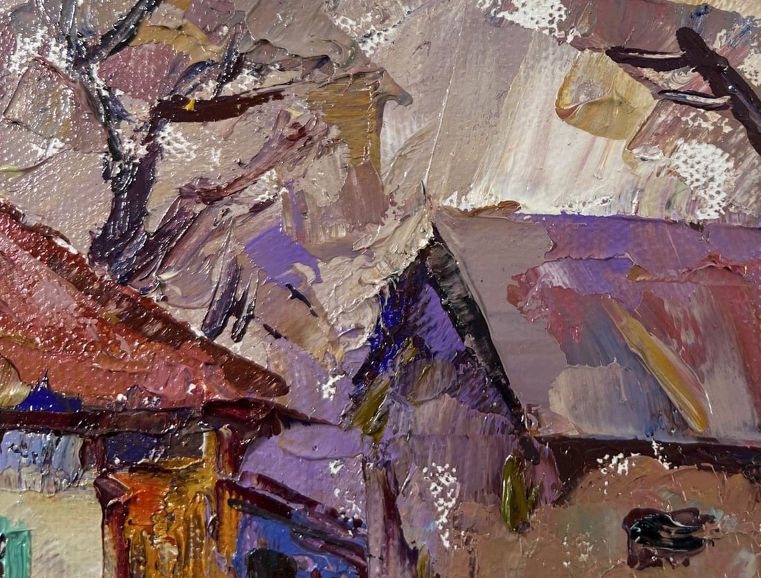 Oil painting Yard in Sunset Light Oksana Kalenyuk - 4