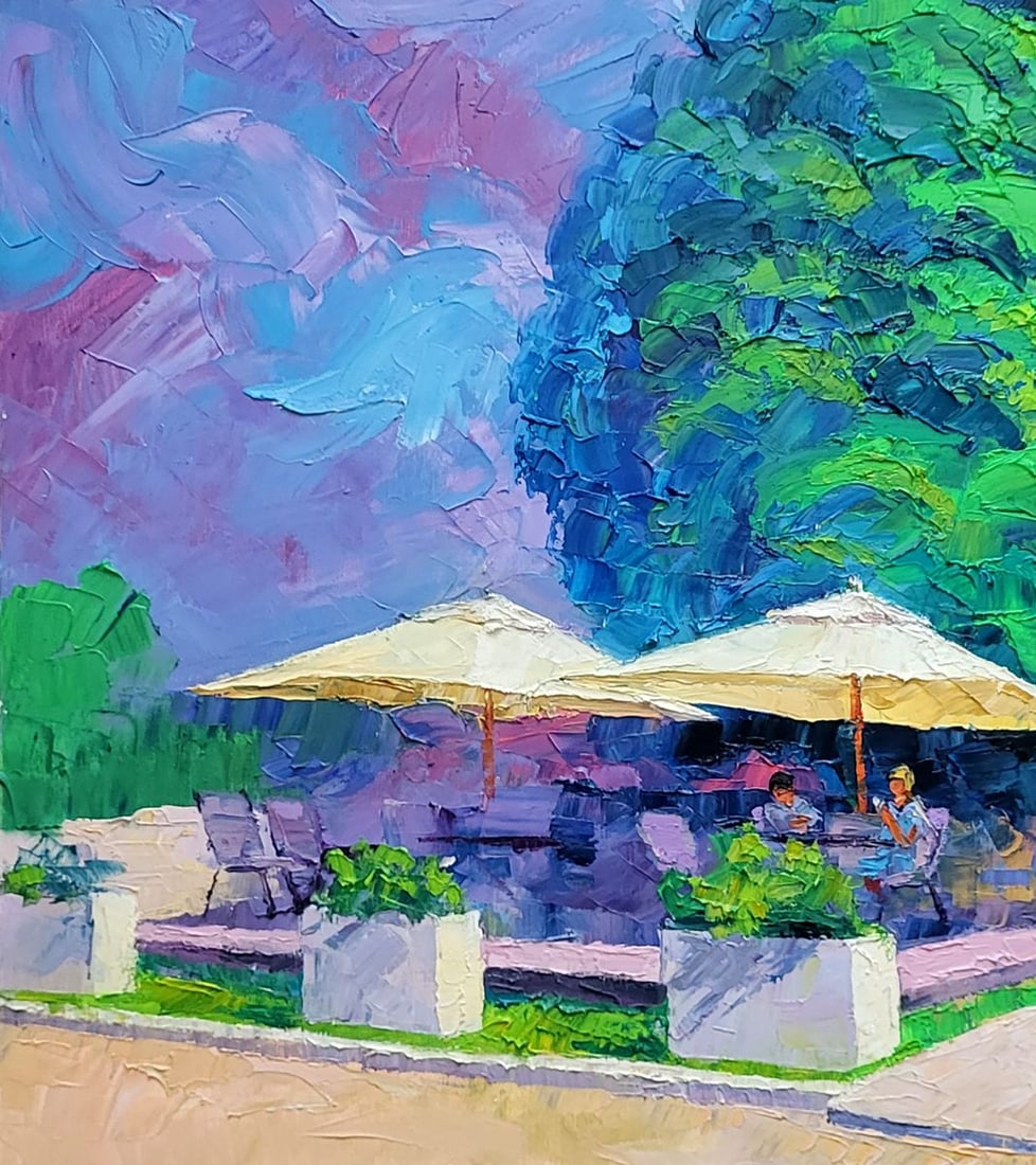 Oil painting Summer cafe Boris Serdyuk - 6