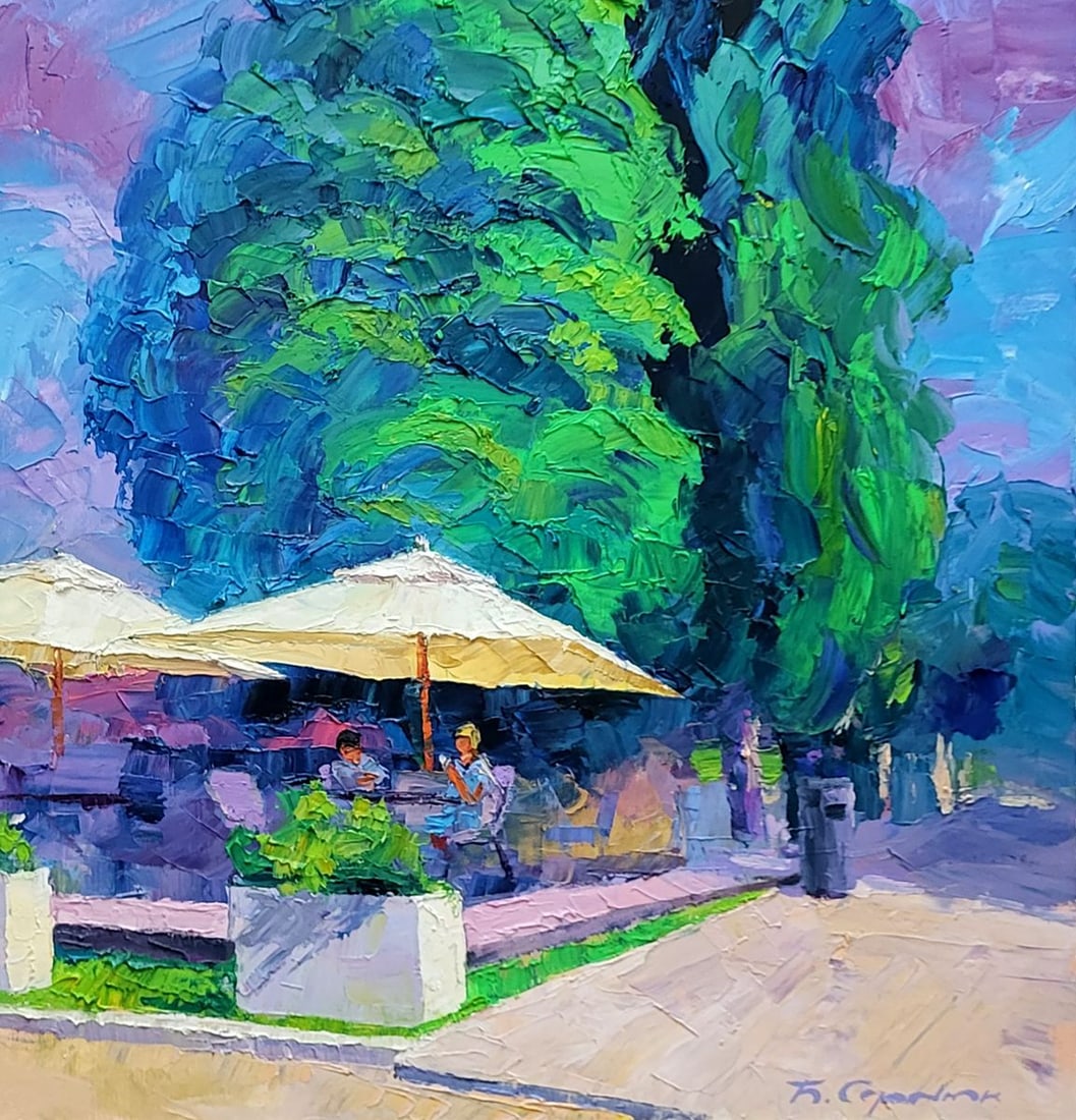 Oil painting Summer cafe Boris Serdyuk - 7