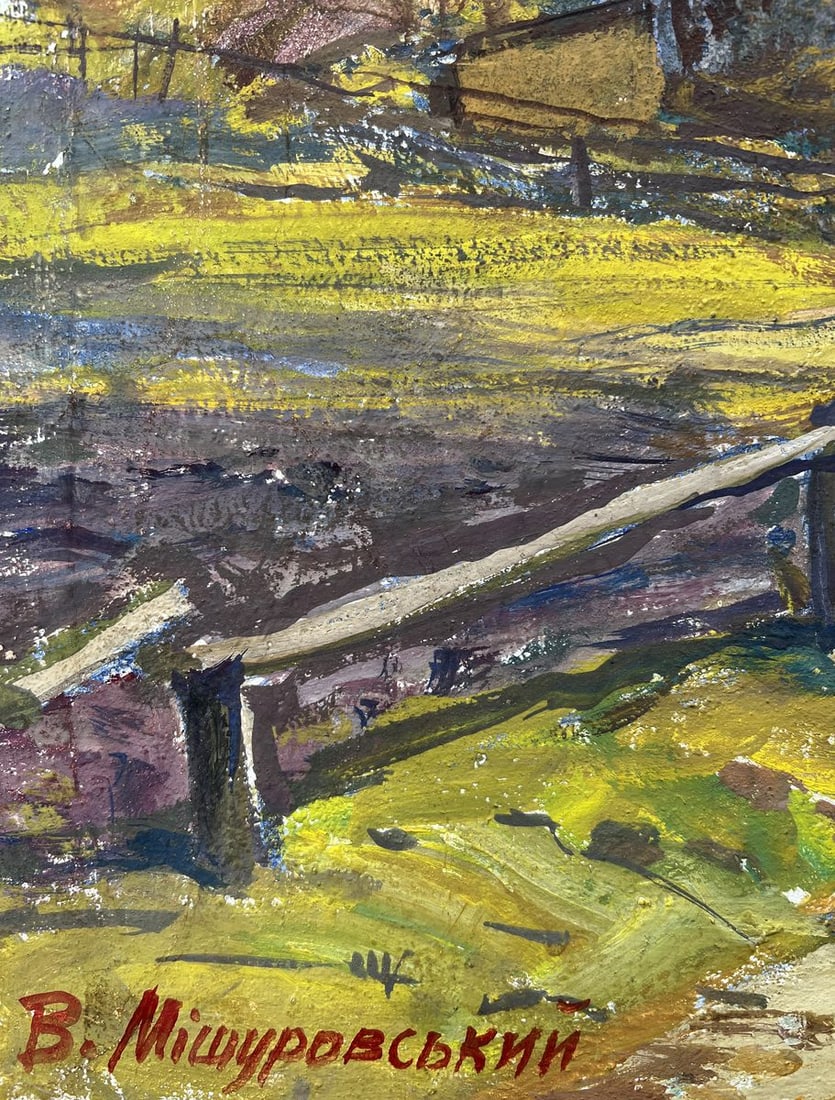 Tempera painting Windmill in the city V. Mishurovsky - 2