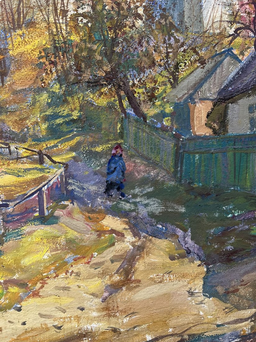 Tempera painting Windmill in the city V. Mishurovsky - 4