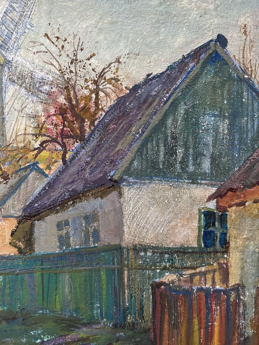 Tempera painting Windmill in the city V. Mishurovsky - 6
