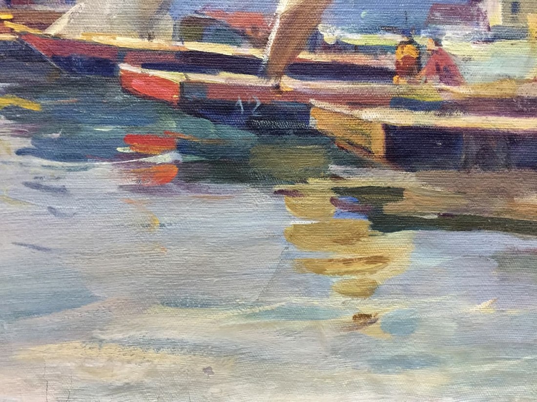 Oil painting Boat port - 6