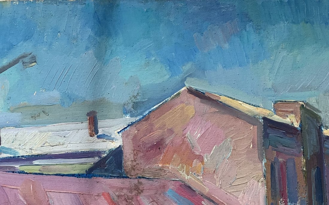 Oil painting bus stop Peter Tovpev - 3