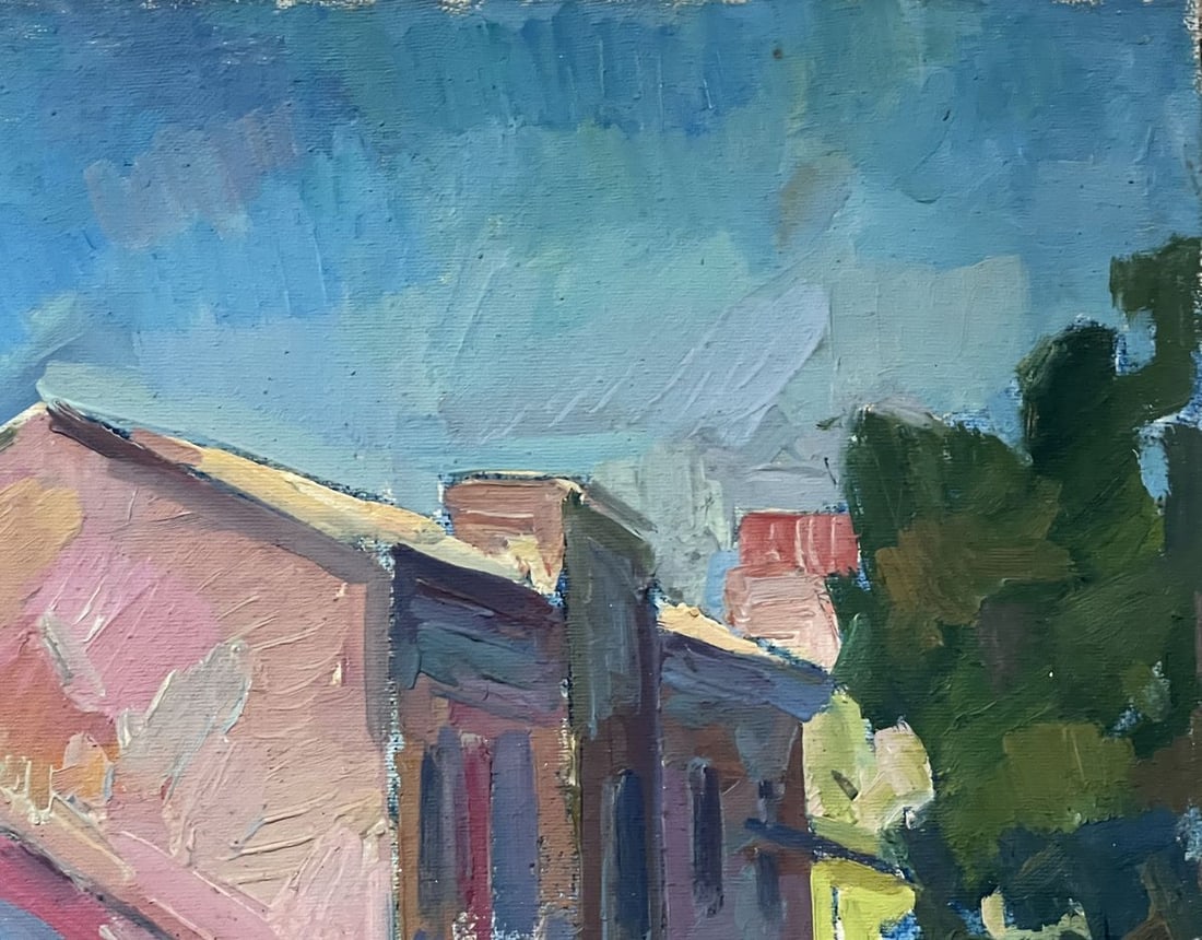 Oil painting bus stop Peter Tovpev - 4