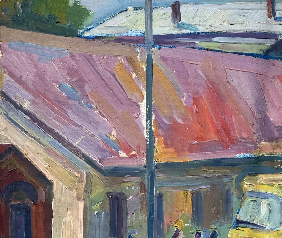Oil painting bus stop Peter Tovpev - 5
