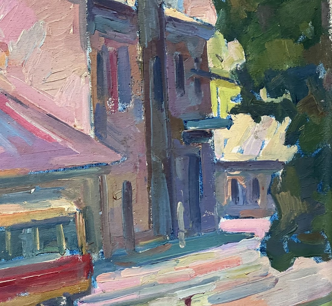 Oil painting bus stop Peter Tovpev - 7