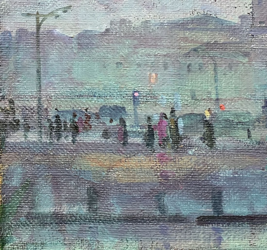Oil painting Near the traffic light Peter Tovpev - 5