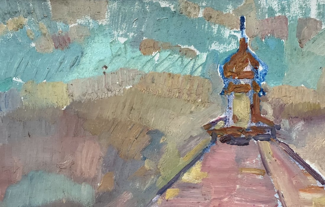 Oil painting roofs of houses Peter Tovpev - 3