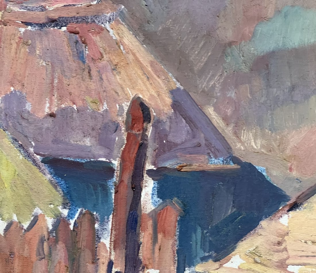 Oil painting roofs of houses Peter Tovpev - 5