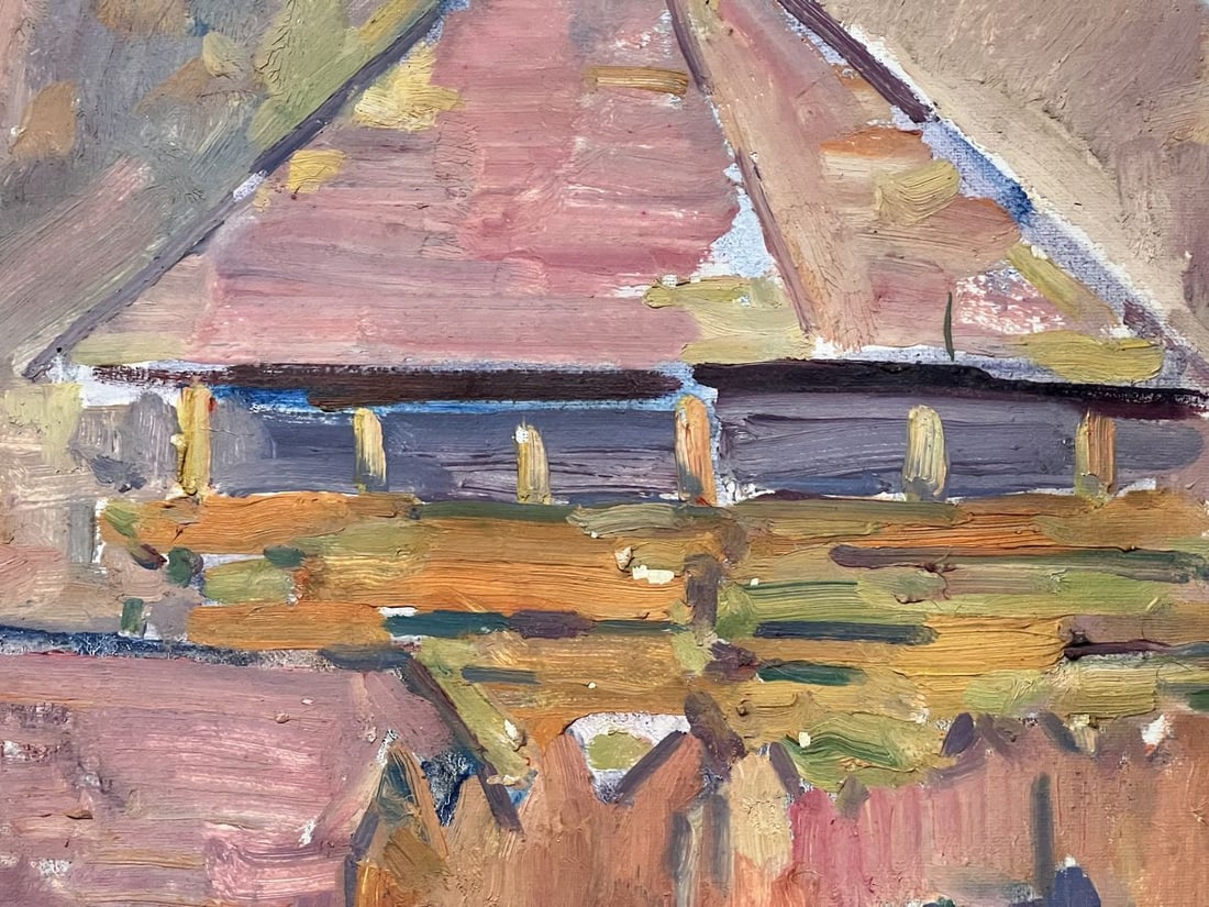 Oil painting roofs of houses Peter Tovpev - 6