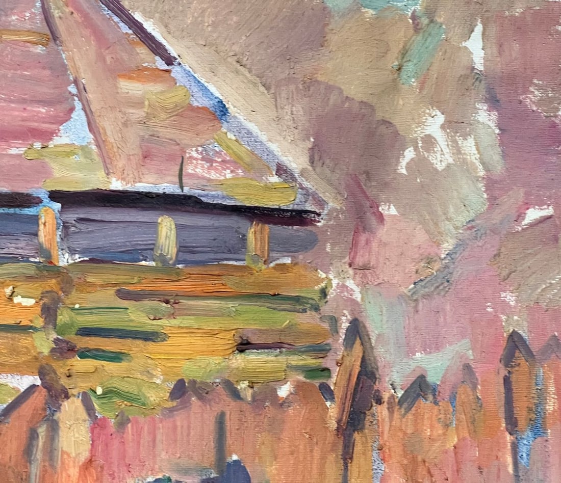 Oil painting roofs of houses Peter Tovpev - 7