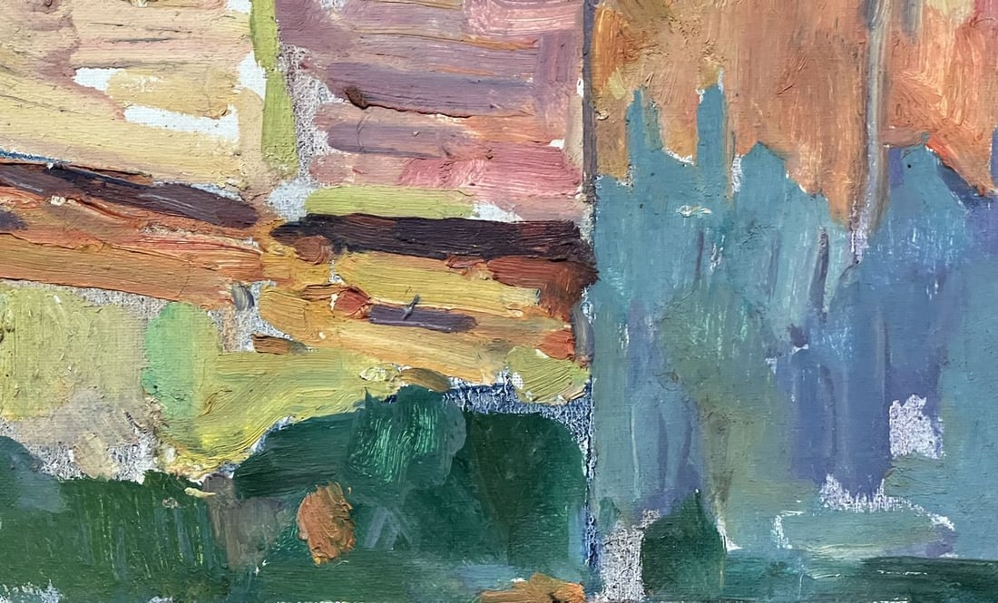 Oil painting roofs of houses Peter Tovpev - 9