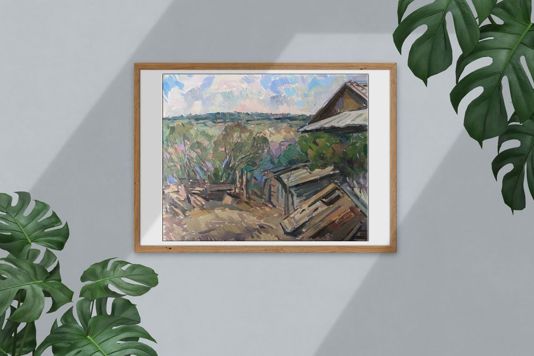 Oil painting Village life Peter Tovpev - 2