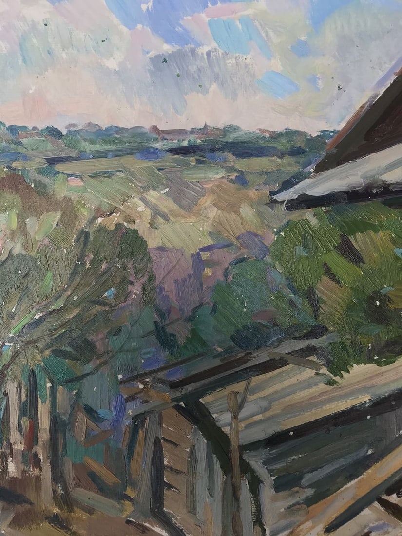 Oil painting Village life Peter Tovpev - 8