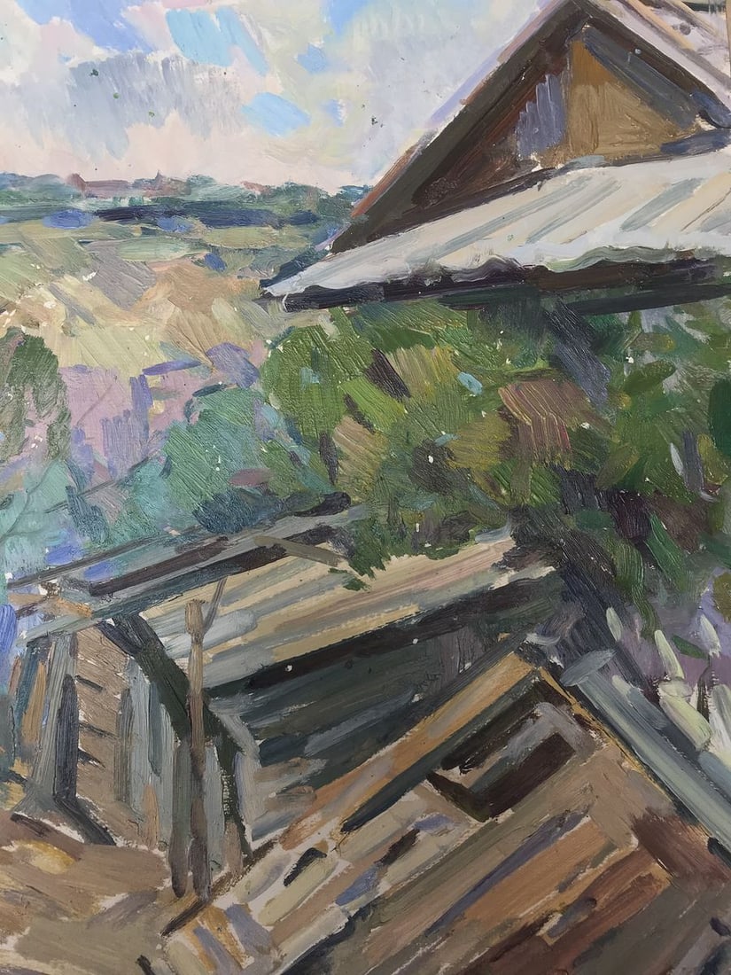 Oil painting Village life Peter Tovpev - 9