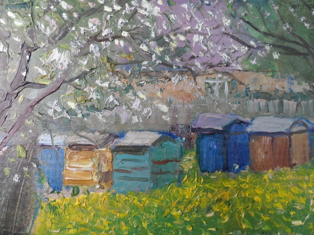 Oil painting Spring. beehives Mishurovsky V. V. - 3