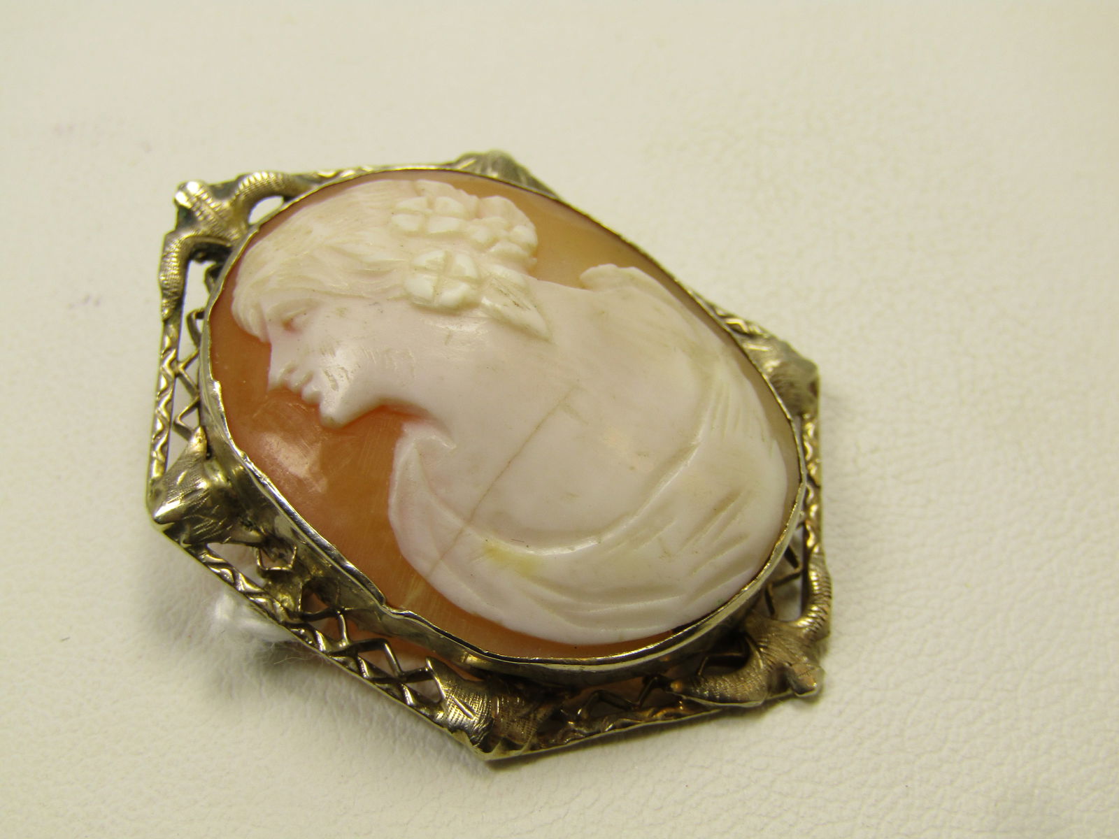 Vintage 14kt Cameo Brooch & Pendant, Locking C Clasp, 1800's-1920's - 2