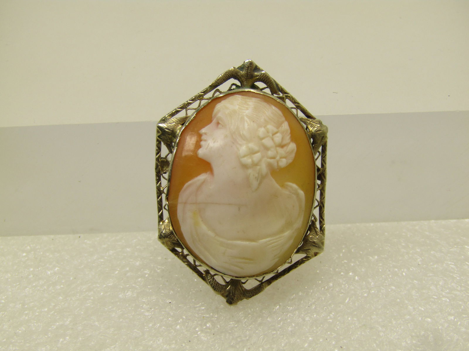 Vintage 14kt Cameo Brooch & Pendant, Locking C Clasp, 1800's-1920's - 6