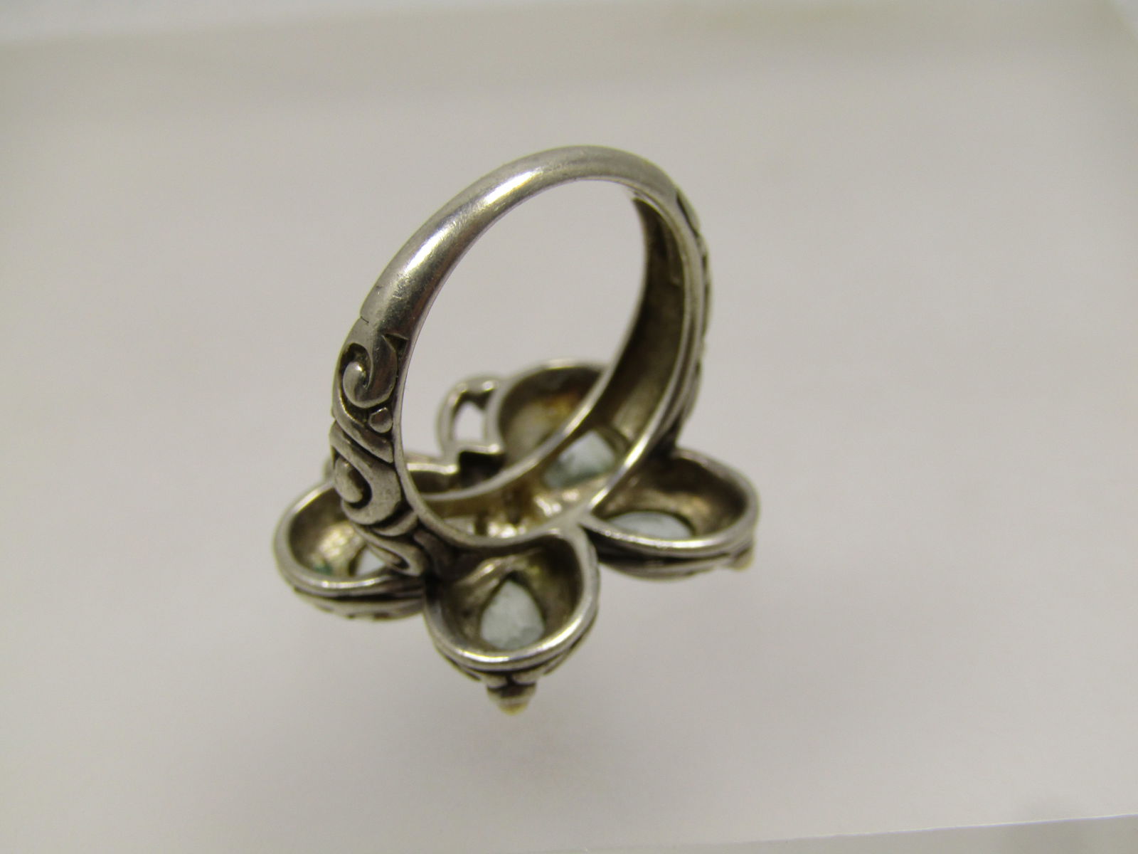 Sterling 14kt White Topaz Butterfly Ring, Sz. 8.5 Signed, 2000's - 7