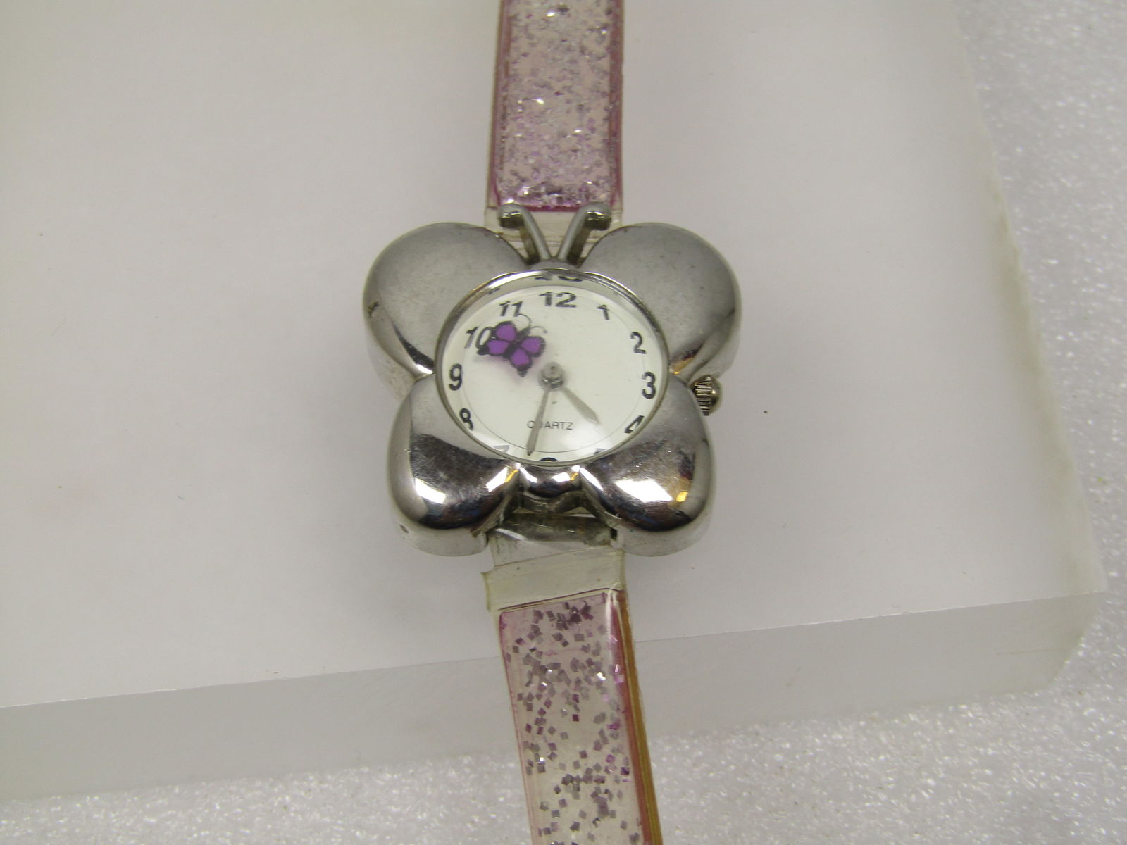 Extreme Limit Butterfly Watch with Pink Glitter Band, 1980's-1990's - 2