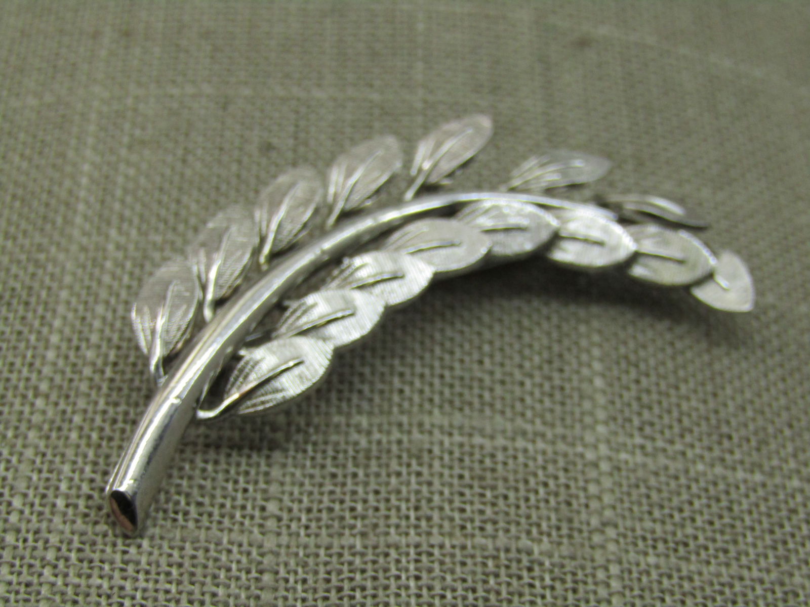 Vintage Danecraft Sterling Leaf Stem Brooch, 2.25" by 5/8" Wide - 2