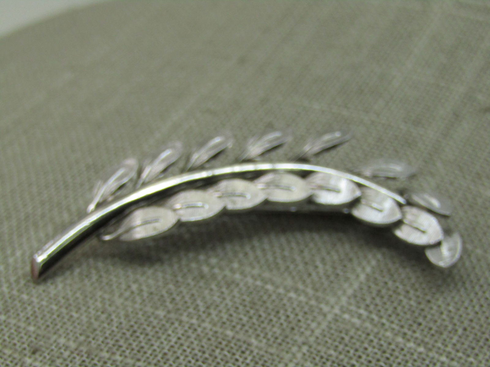 Vintage Danecraft Sterling Leaf Stem Brooch, 2.25" by 5/8" Wide - 3