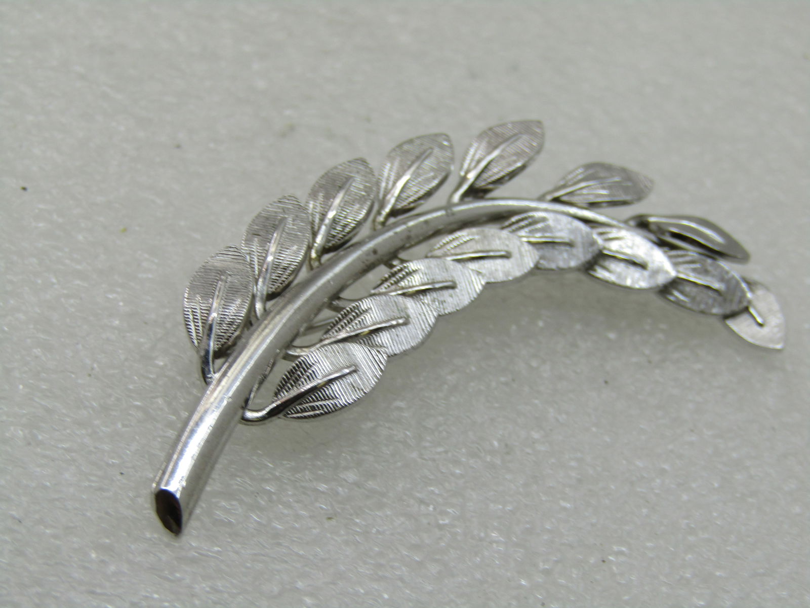 Vintage Danecraft Sterling Leaf Stem Brooch, 2.25" by 5/8" Wide - 4