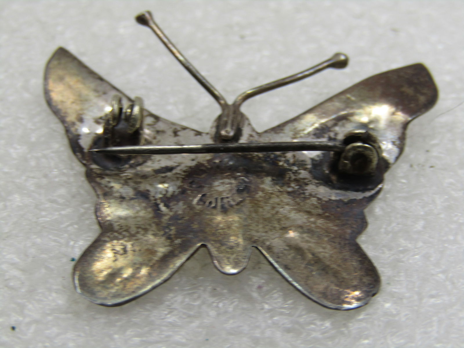 Vintage Sterling Inlaid Abalone Butterfly Brooch, Mid-Century, Signed - 5