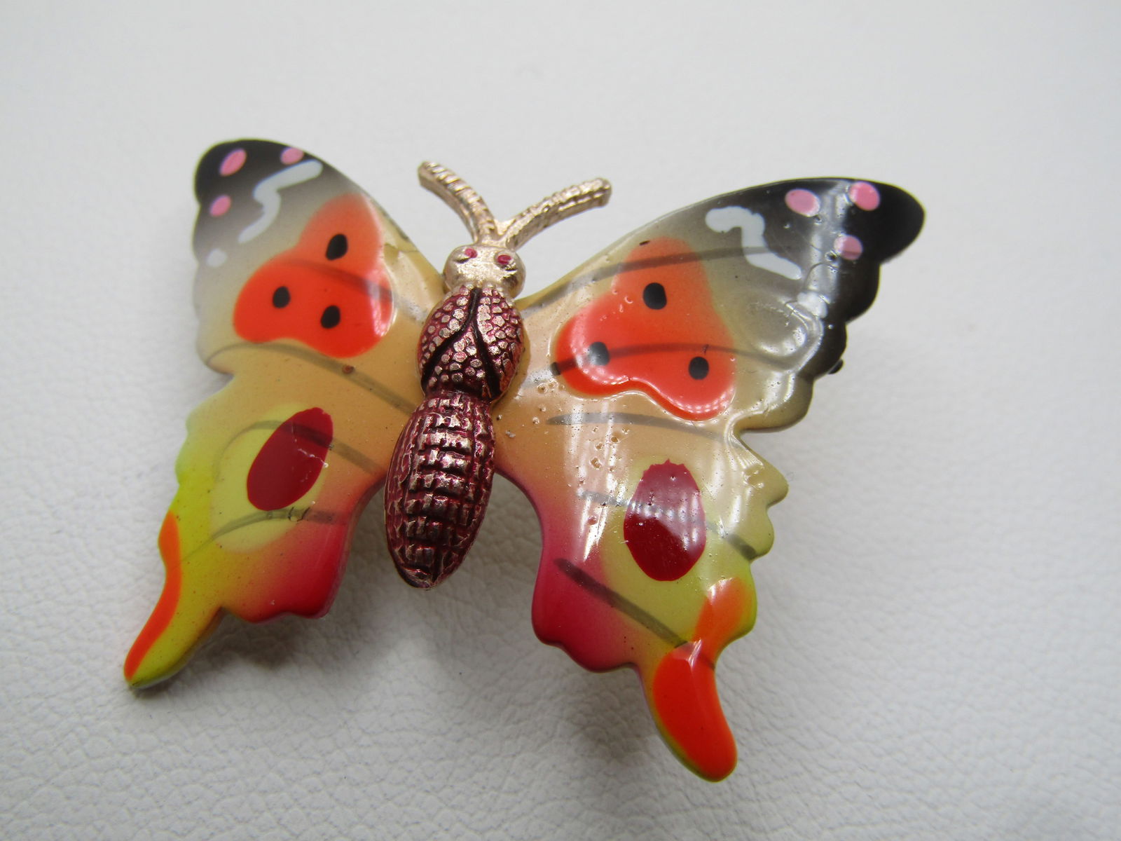 Vintage Enameled Butterfly Brooch, 1960's, Korea - 3