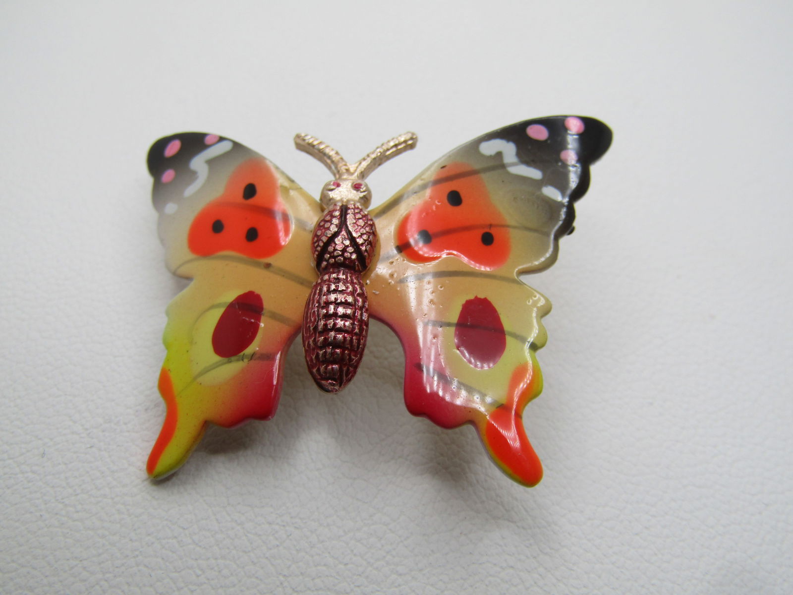 Vintage Enameled Butterfly Brooch, 1960's, Korea - 5