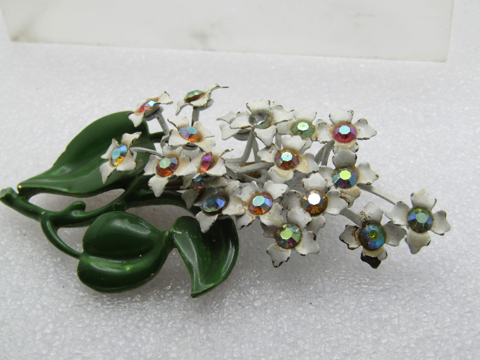 Vintage Green & Yellow Rhinestone Butterfly Brooch, 1990's - 3