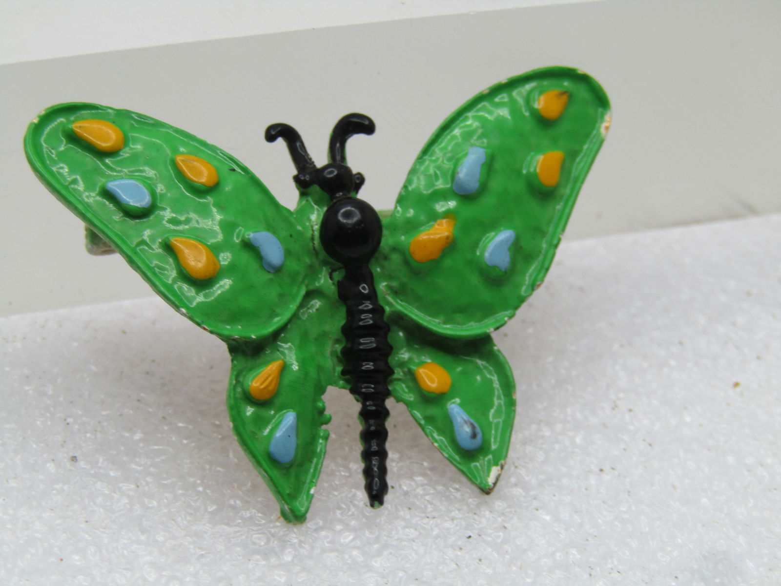 Vintage Green & Black Enameled Butterfly Brooch, 1960's - 2